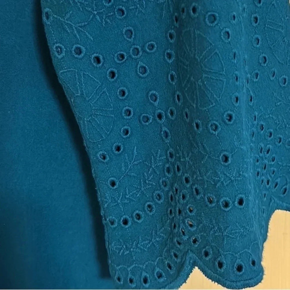 J. Jill Pacific Teal Eyelet Trimmed Cotton Dress Size Large - Picture 10 of 10